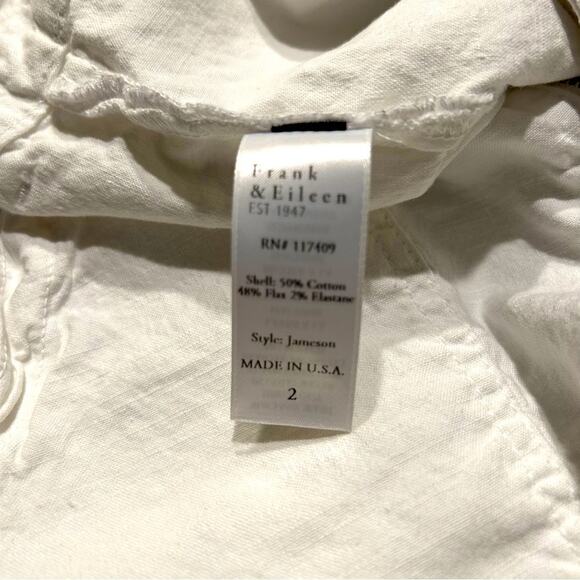 Frank & Eileen JAMESON white Utility Jogger, Italian Performance Linen, Size 2 - Picture 15 of 16